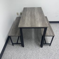 Dining Table Set for 4, Kitchen Room Table Set with 2 Benches