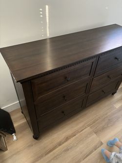 Walnut Dresser And Mirror