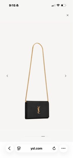 YSL CASSANDRE CHAIN WALLET IN CROCODILE-EMBOSSED SHINY LEATHER