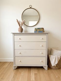 Refinished Antique Farmhouse Style 4 Deep Drawer Solid Wood Dresser