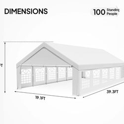 20x30ft Party Tent, Heavy Duty Large Wedding Canopy Outdoor Carport with 8 Removable Sidewalls, 2 Roll-up Doors, 3 Storage Bags, Gazebo Shelter Tent f