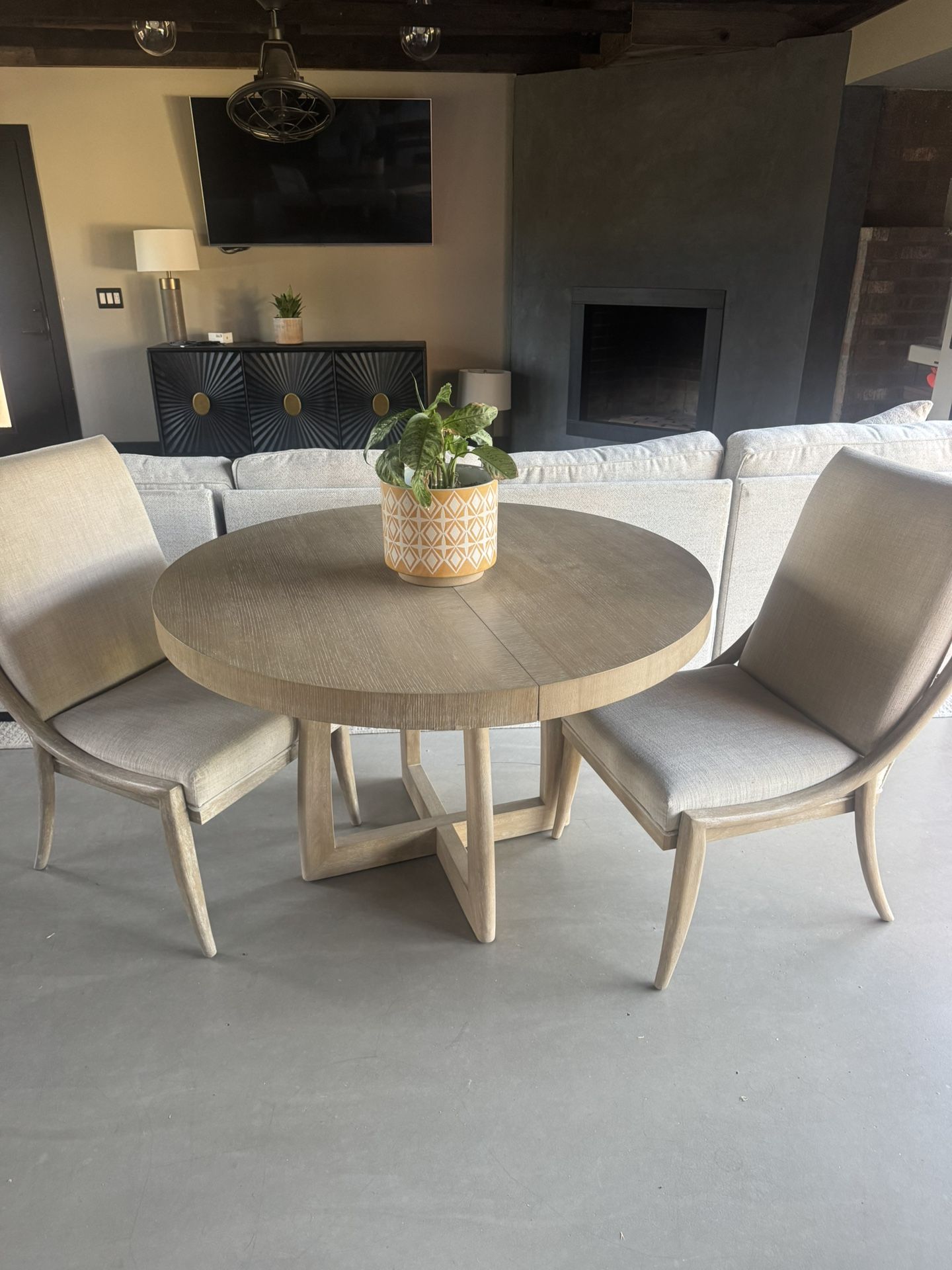 Wood Table With 2 Matching Upholstered Chairs