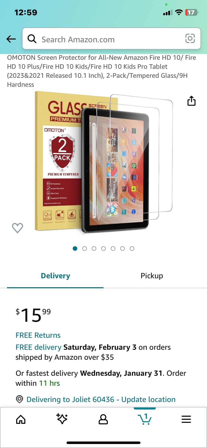 OMOTON Screen Protector for All-New Amazon Fire HD 10/ Fire HD 10 Plus/Fire HD 10 Kids/Fire HD 10 Kids Pro Tablet (2023&2021 Released 10.1 Inch), 2-Pa