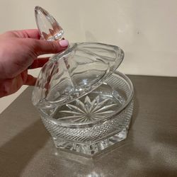 Vintage Clear Crystal Glass Candy Dish