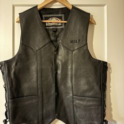 Leather Vest Black - Built Large