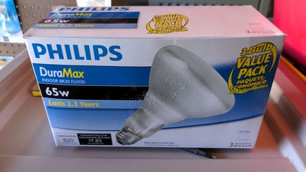 Philips 65W BR-30 Reflector Flood Light Bulb, E26 Medium Base, 620 Lumens, Indoor