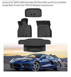 Custom for 2020-2025 Corvette C8 Floor Mats and Front and Rear Cargo Mats Trunk Liner TPE All Weather Accessories