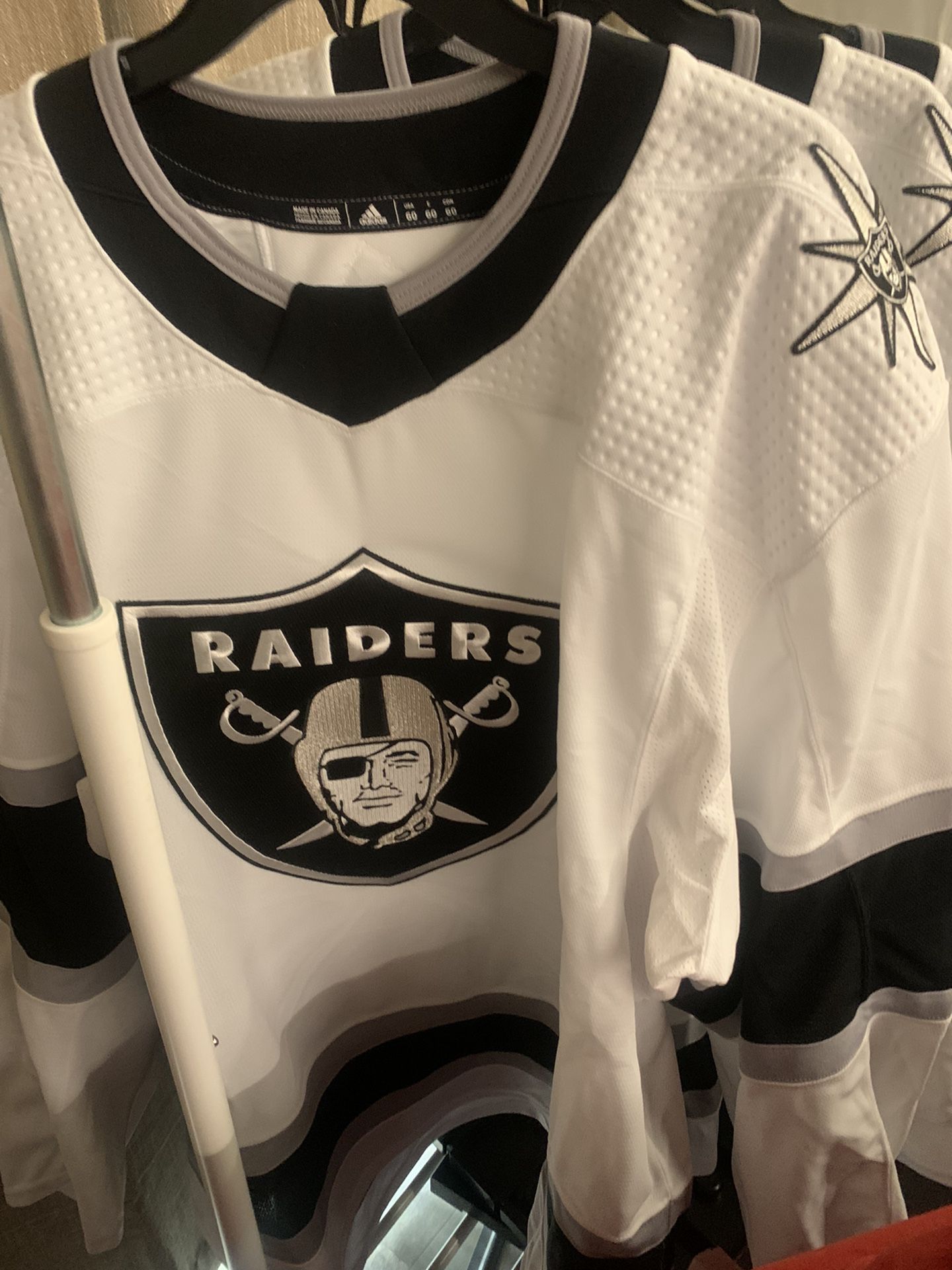 Rare Adidas Las Vegas Raiders Golden Knights Hockey Jersey NWT Size 60