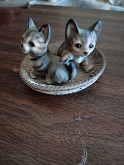 M. Takai KITTENS KITTENS IN A BASKET FIGURINE