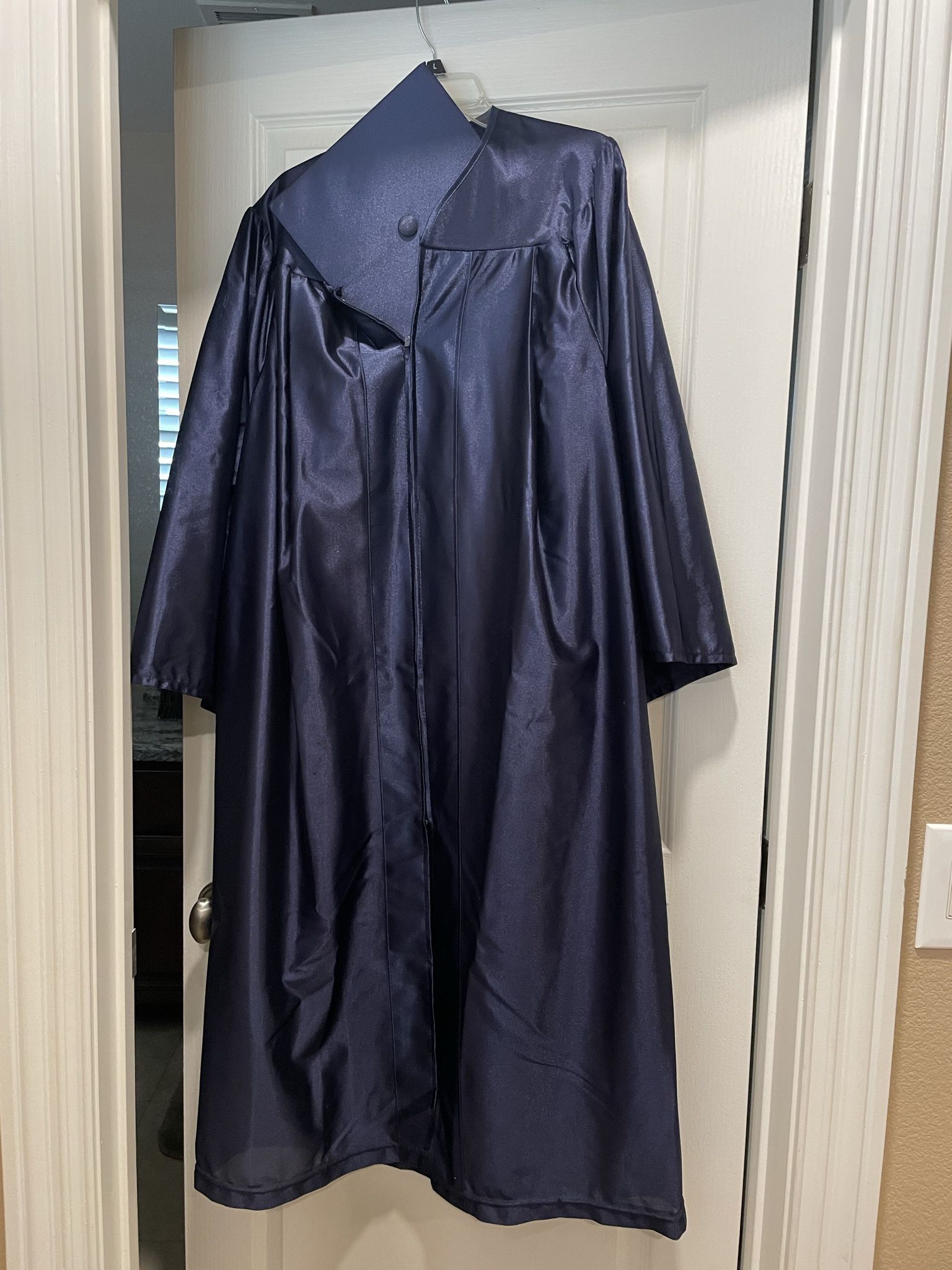 Blue Unisex Graduation Gown With Cap