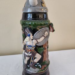 Vintage Viking Fighting Dragon Stein