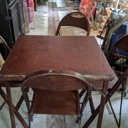 Vintage 1935 Folding Card Table W/ Chairs