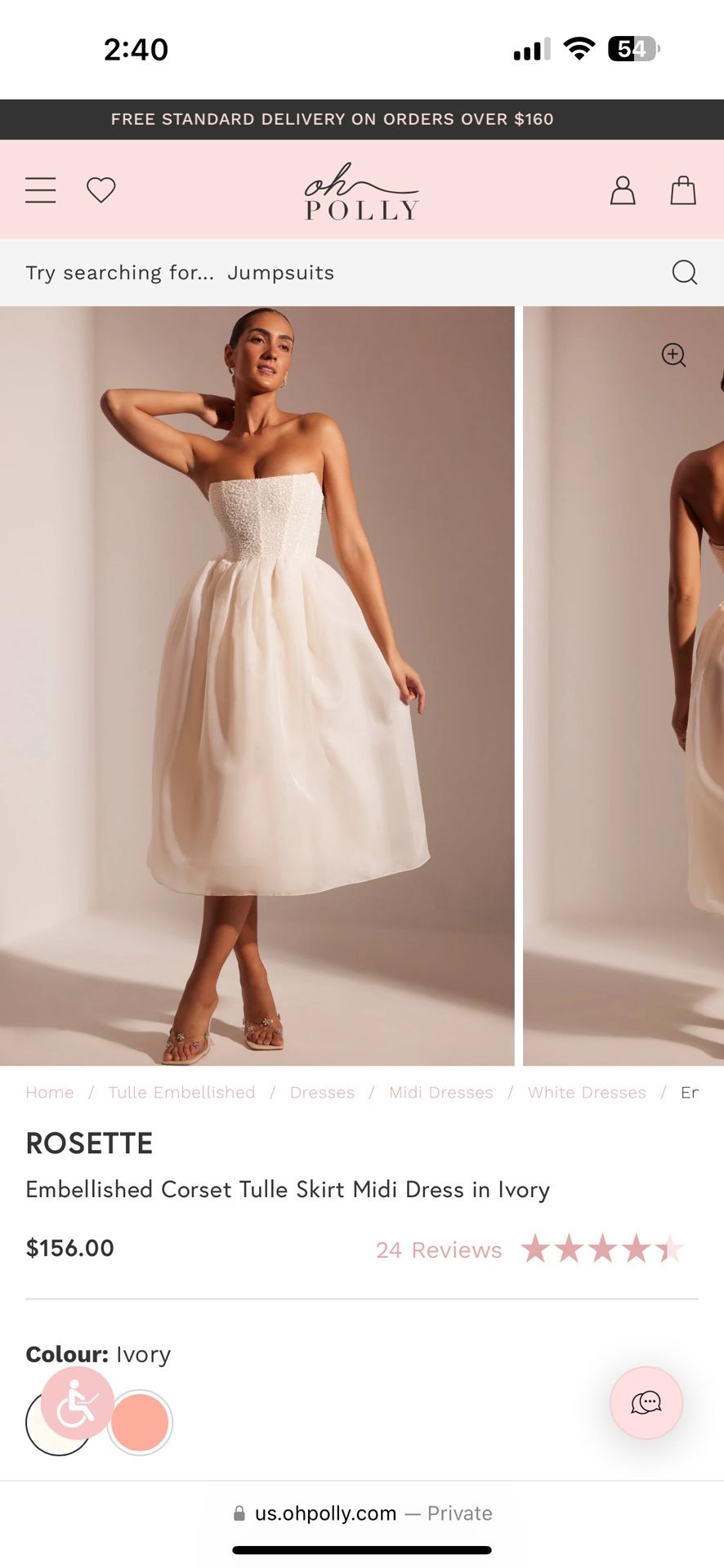 Oh Polly Embellished Corset Tulle Skirt Midi Dress in Ivory