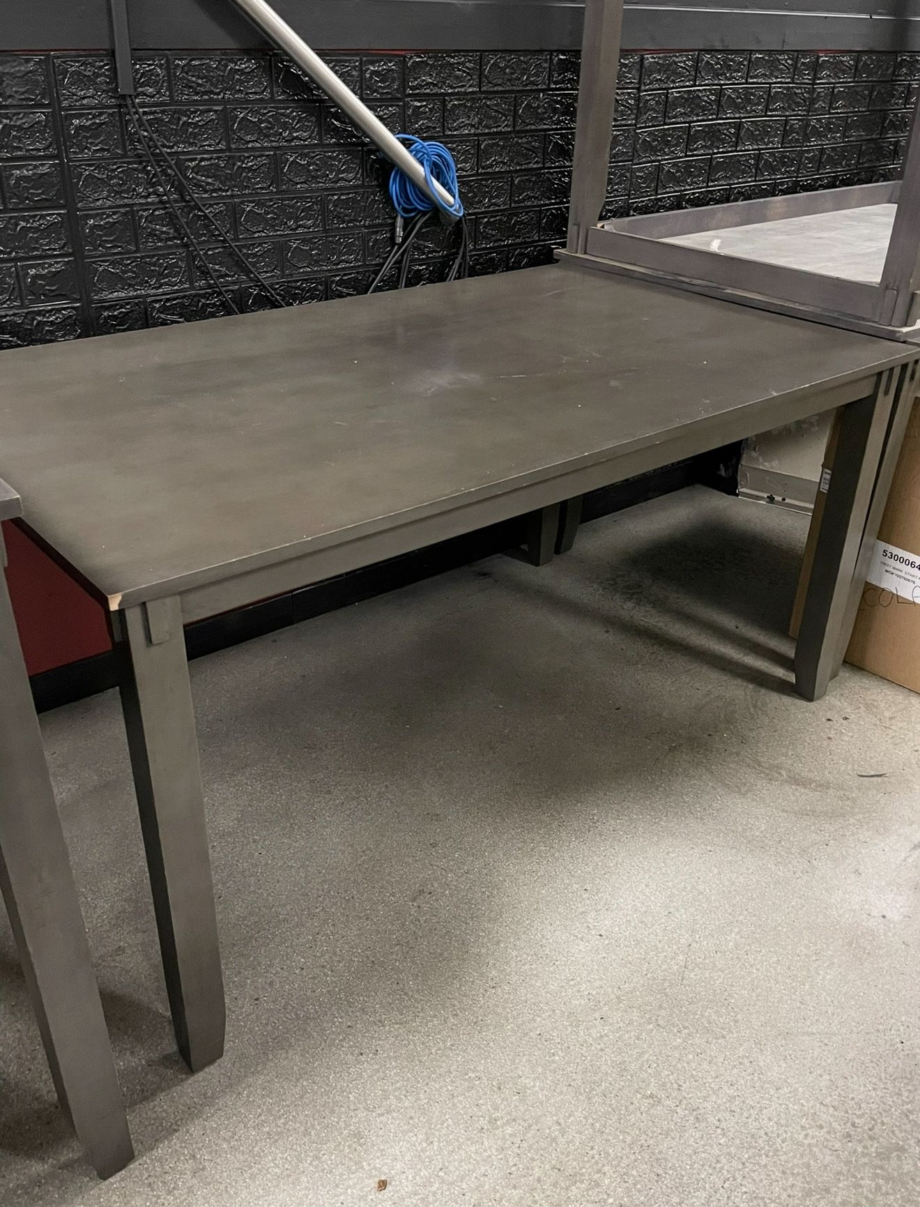 Grey Square Commercial Dining Table – Dark Wood Finish