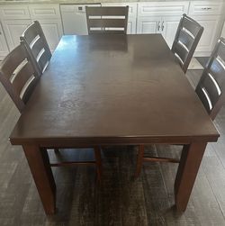 Wood Table Set With 5 Chairs