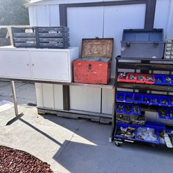 Stainless steel lightweight table for van or workshop with nut and bolts rack