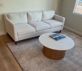 West Elm Bundle - Marble Top Coffee Table, White Sofa, and Rug!