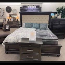 Solid Wood 6 Piece King Size Dark Brown Bedroom Set🎊 New Brand 💯 Fastest Delivery ✅