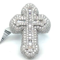 925 Sterling Silver CZ Cross Ring 11.80g Size 11 198533/4