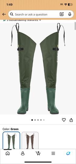 Trudave Hip Waders for Men Waterproof, Hip Boots for Women, 2-Ply PVC/Nylon Bootfoot Hip Waders for Fishing & Hunting