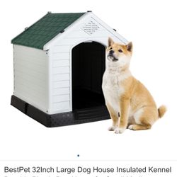 NEW BestPet 32“ T X 34 1/2“ L X 30 1/2“ W Insulated Green And White Durable Plastic Doghouse