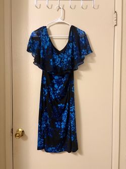 Elegant Black & Blue Floral Dress