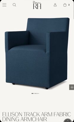 5 RH RESTORATION HARDWARE ELLISON TRACK ARM FABRIC DINING ARMCHAIR CASTERS: