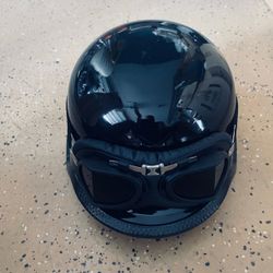 Black Half Helmet with Goggles
