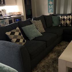 Blue Fabric (4 Seat Sectional W/chaise) 2 Pieces Total