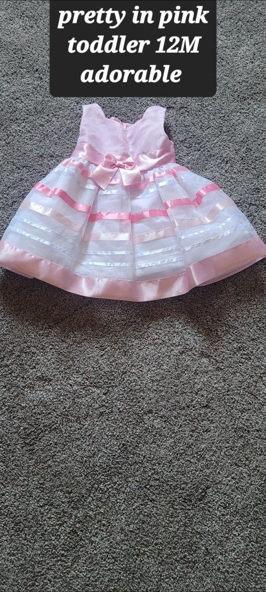 Dress Toddler 12M Lacey Colorful In Pink