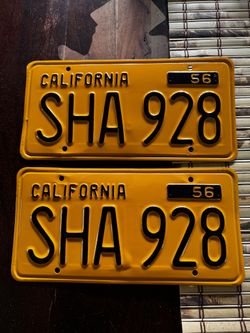 Restored California license plates YOM