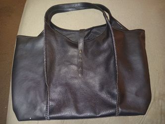 Black leather tote bag