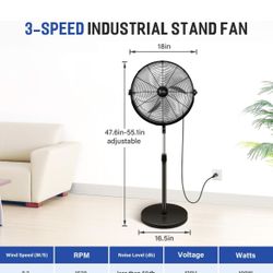 Simple Deluxe 18 Inch Pedestal Standing Fan, High Velocity, Heavy Duty