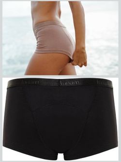 Lunam Reusable Leak Protection Boyshort Underwear for Women – Soft Leak-Proof Everyday TENCEL™ Briefs for Heavy Leaks and Drips, Black, X-Large
