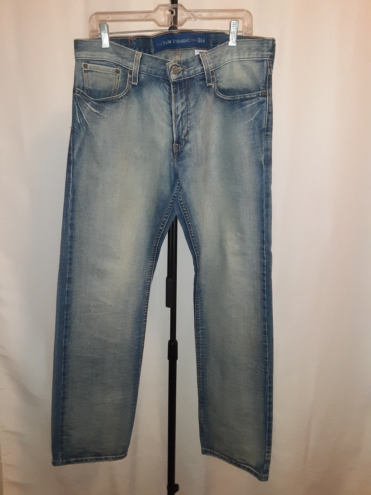 Levis 514 34x32 Slim Straight Stonewashed Blue Jeans For Men