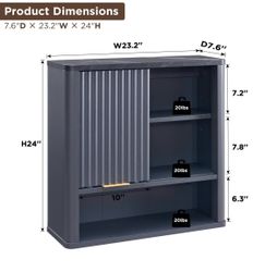 Storage Cabinet - Sliding Slatted Door - Dark Gray - New