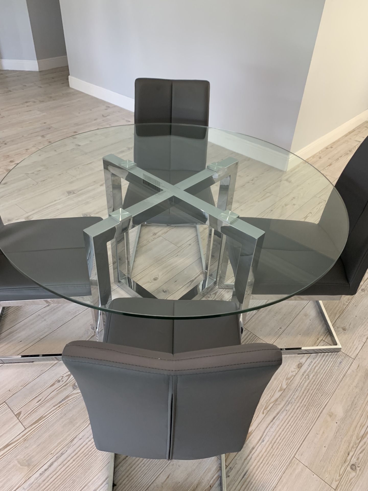 Glass Dining Table And Four Chairs