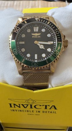 Invicta Pro Diver 43mm Black/Gold/Green Bracelet Men's Watch BRAND NEW IN BOX 