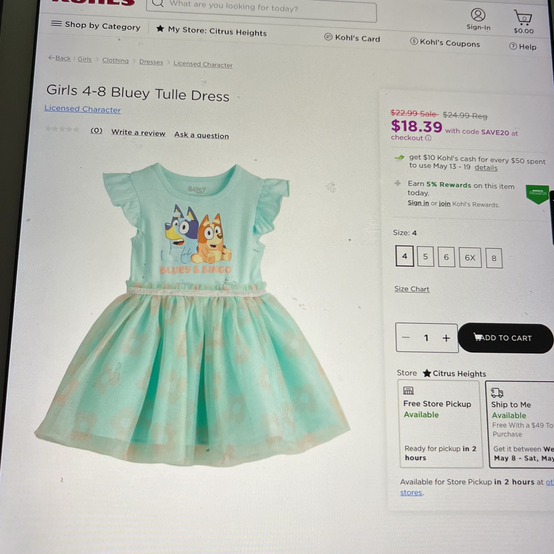 New With tags Bluey Dress Size 6x