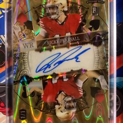 2024 49ers RICKY PEARSALL 1/1 RARE AUTOGRAPHED ROOKIE GOLD MIRROR OIL SPILL RC