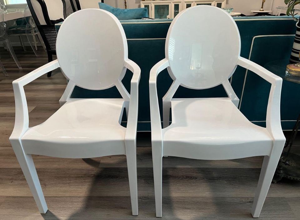 Pair: White Ghost Chairs