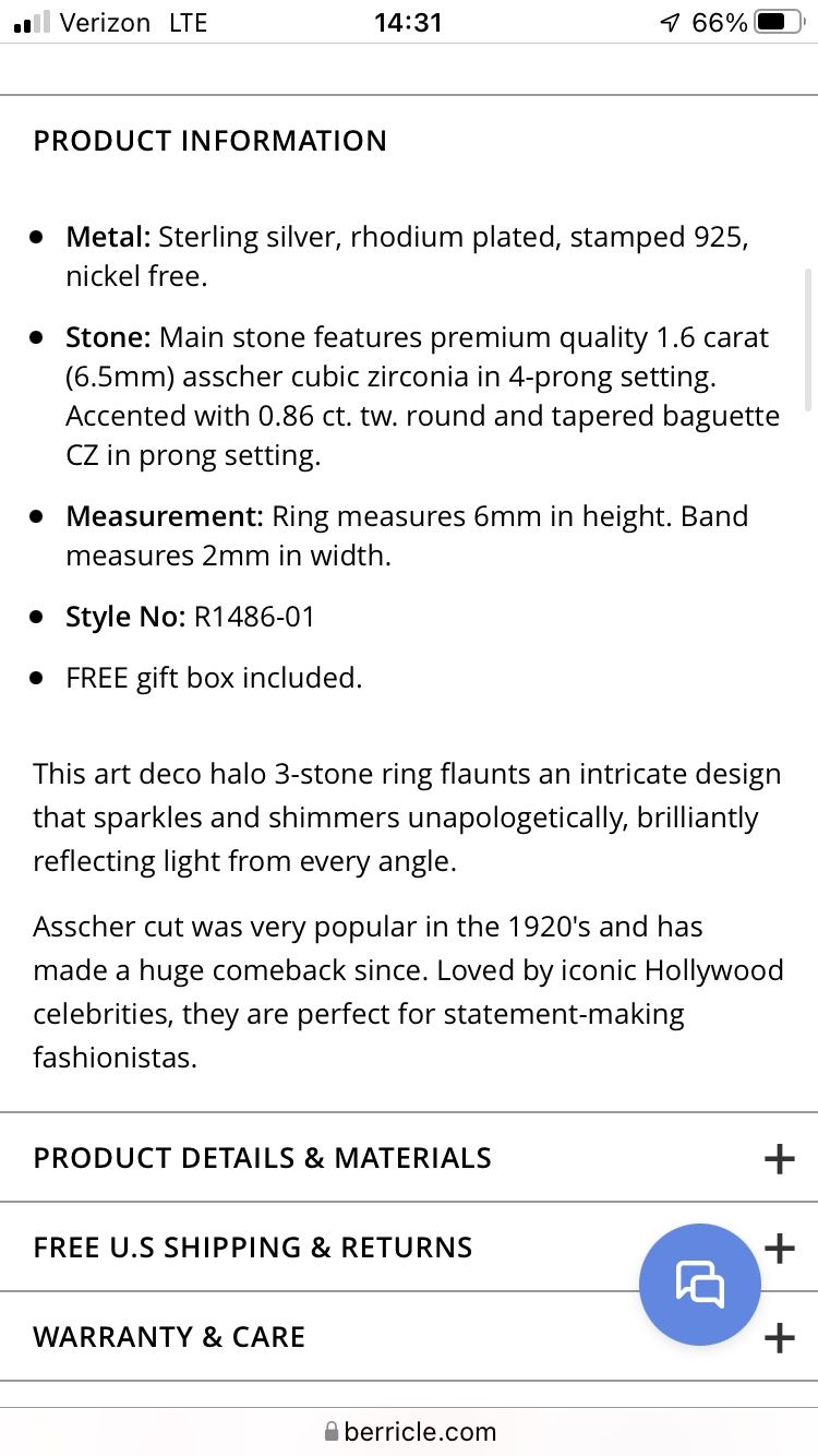 Berricle Sterling Silver Cubic Zirconia Ring