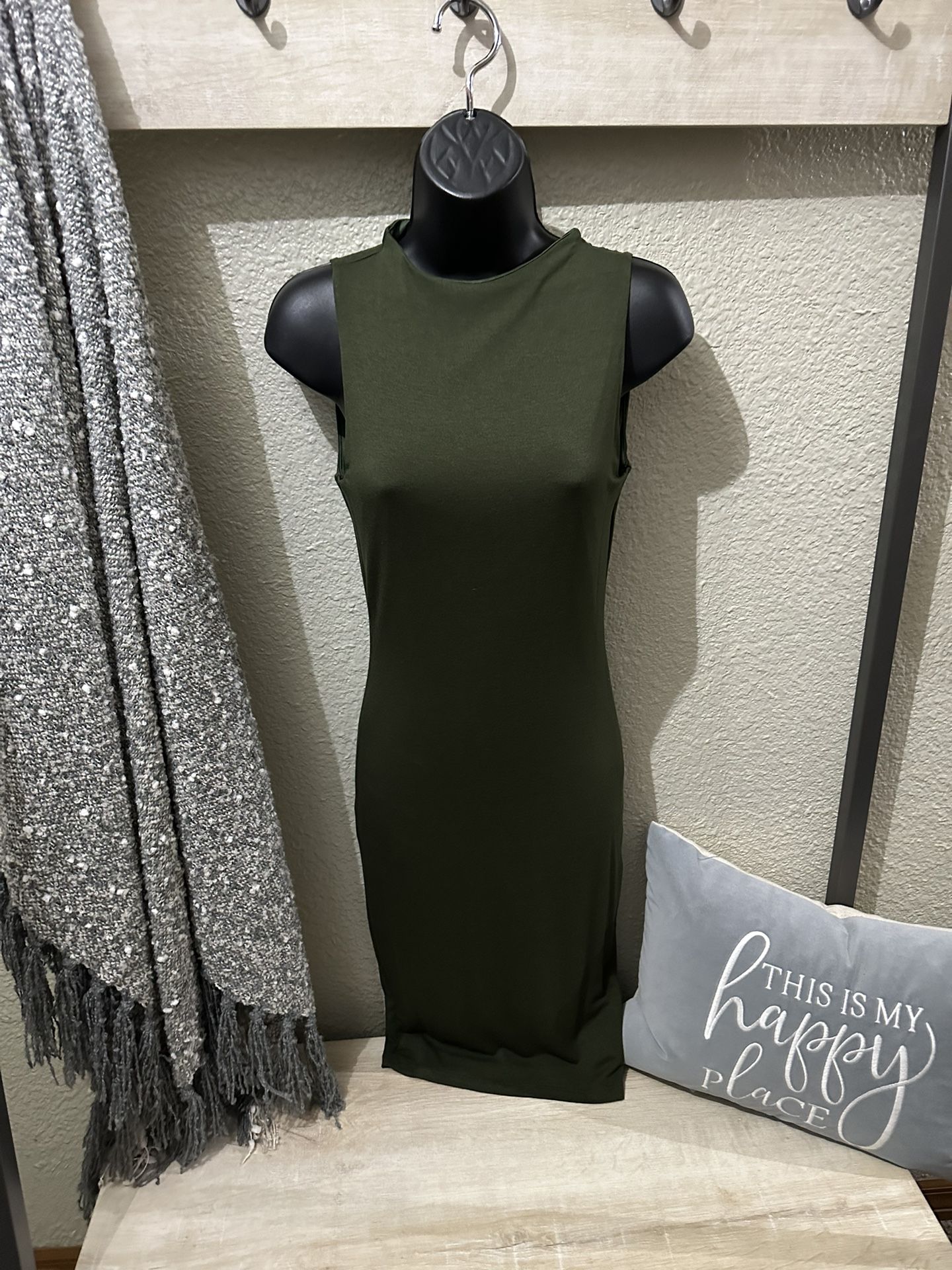 Olive Pencil Dress & Cardigan