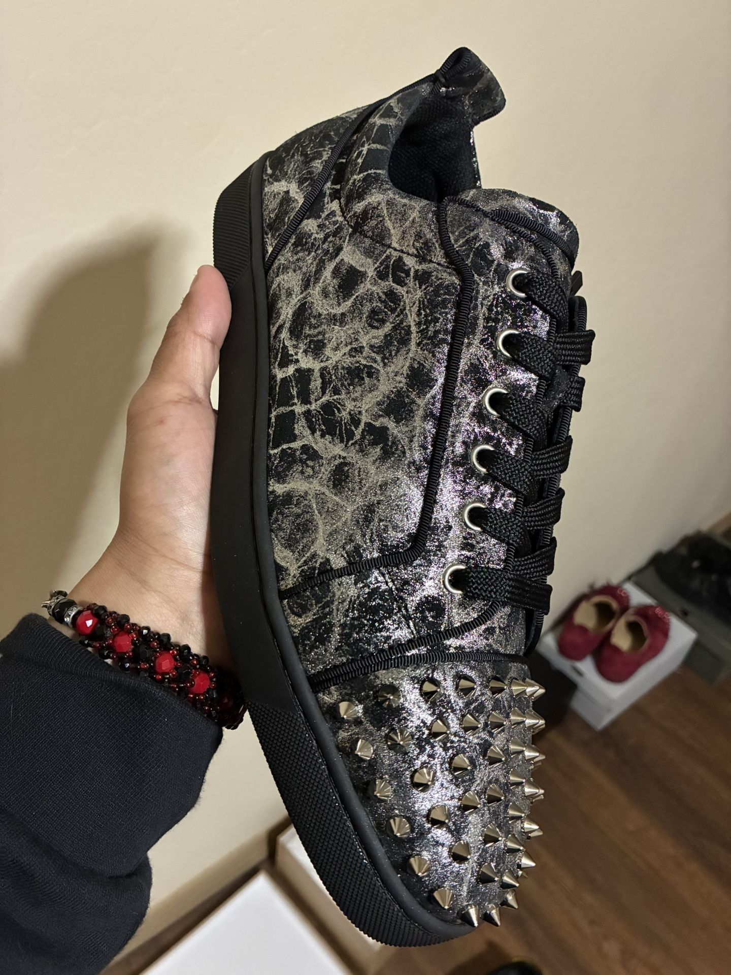 Christian Louboutin Size 44 , Storm Print Studded Spikes