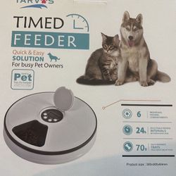 Automatic Pet Feeder for Cats and Dogs - Dry or Wet Food Dispenser - 6 Meal Trays with Portion Control -LCD Smart Programmable Clock