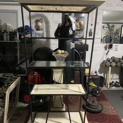 Glass Stone And Iron Multi Level Shelving Unit 