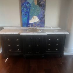 Black Gold With Marble Top Bathroom Vanity 76