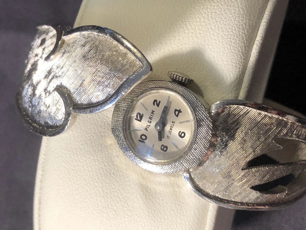 Pilgrim vintage silver 17 Jewels peekaboo women's watch