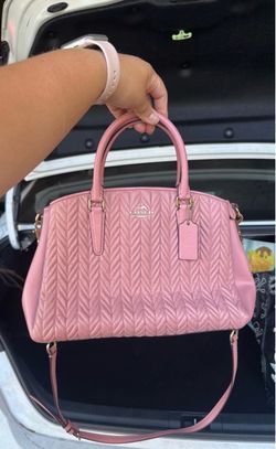 Coach Pink Quilted Leather Satchel Handbag