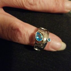 Blue Topaz and Silver Statement Ring 